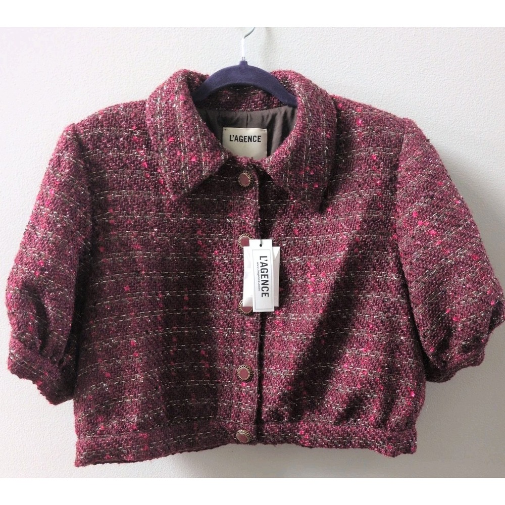L'agence Cove Cropped Tweed Jacket 1687TWR Size 14 NWT